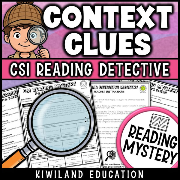 No prep context clues worksheets with self checking answer keys for literacy centers