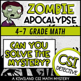No-prep decimals math mystery with answer key, Zombie Apocalypse
