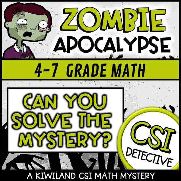 No-prep decimals math mystery with answer key, Zombie Apocalypse