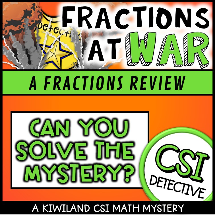 No-prep Fractions at War math mystery answer key