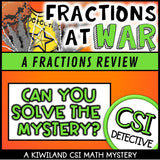 No-prep Fractions at War math mystery answer key