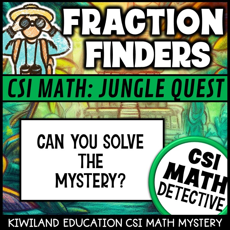 No-prep Jungle Quest fractions math mystery answer key