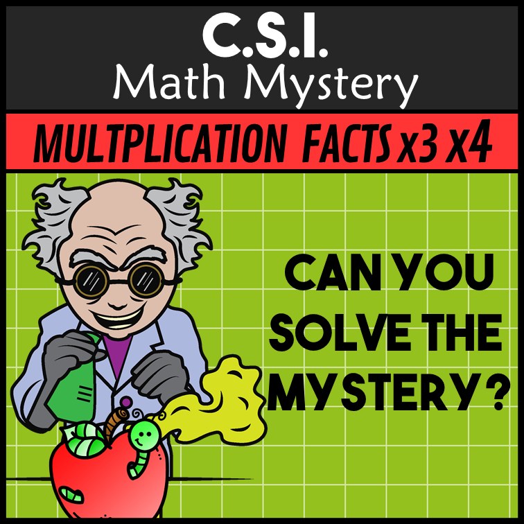 No-prep Mad Scientist x3 x4 multiplication and division answer key