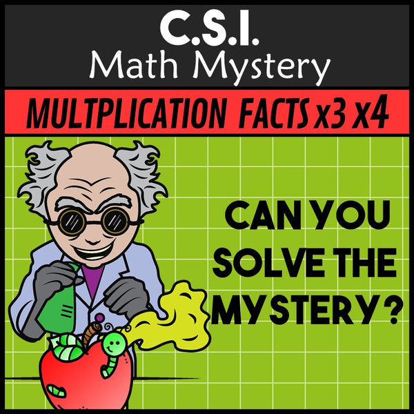 No-prep Mad Scientist x3 x4 multiplication and division answer key