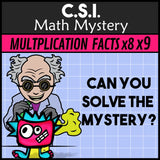 No-prep Mad Scientist x8 x9 multiplication and division answer key