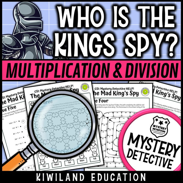 No-prep multiplication division mystery detective answer key upper elementary