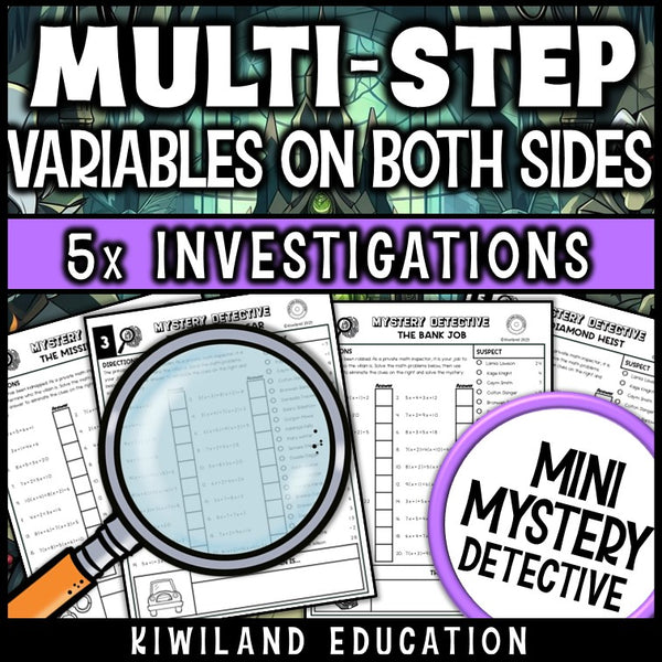 No-prep printable algebra detective pages