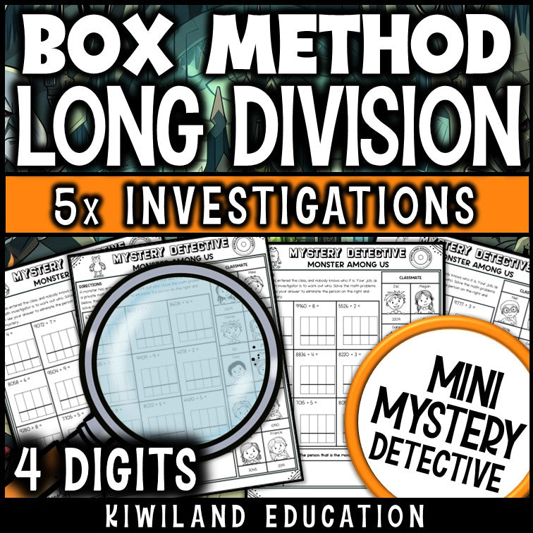 No-prep printable box method division pages answer keys