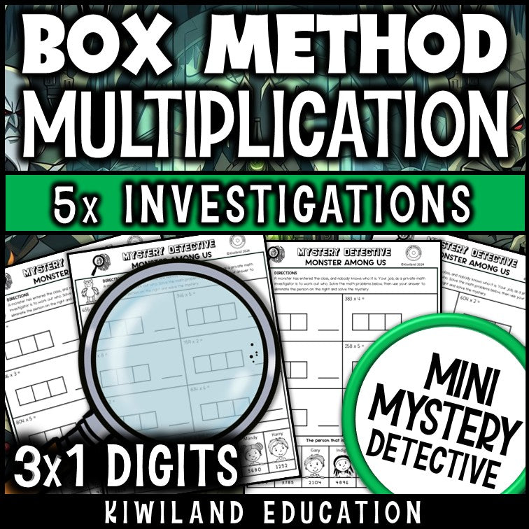 No-prep printable box method multiplication activity
