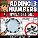No-prep printable three addend column addition activity