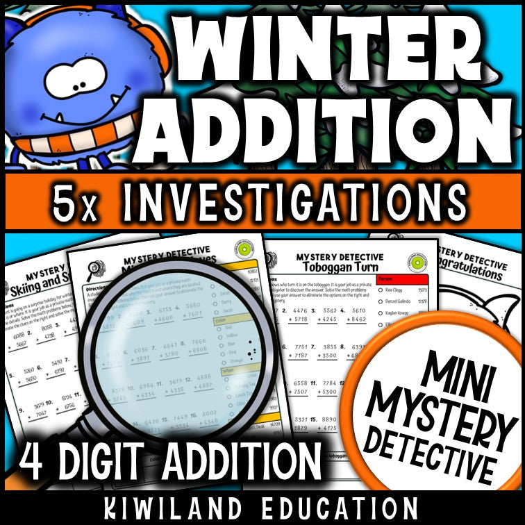 No-prep printable winter addition regrouping activity
