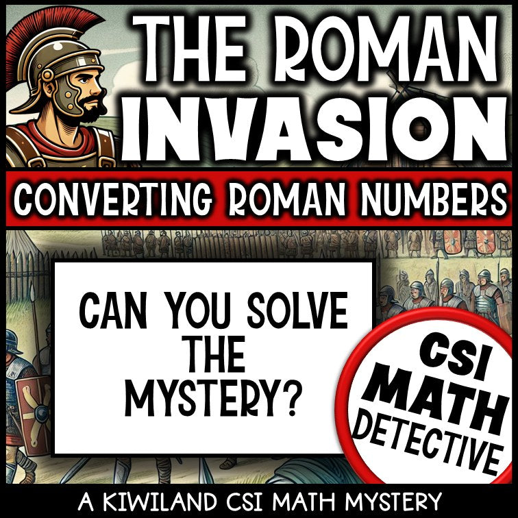No-prep Roman numerals Roman Invasion math mystery answer key