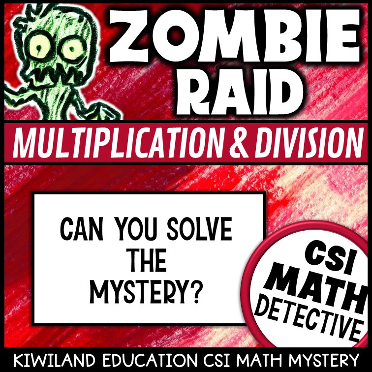 No-prep Zombie Raid math mystery multiplication and division answer key