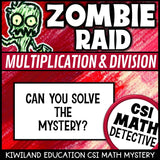 No-prep Zombie Raid math mystery multiplication and division answer key