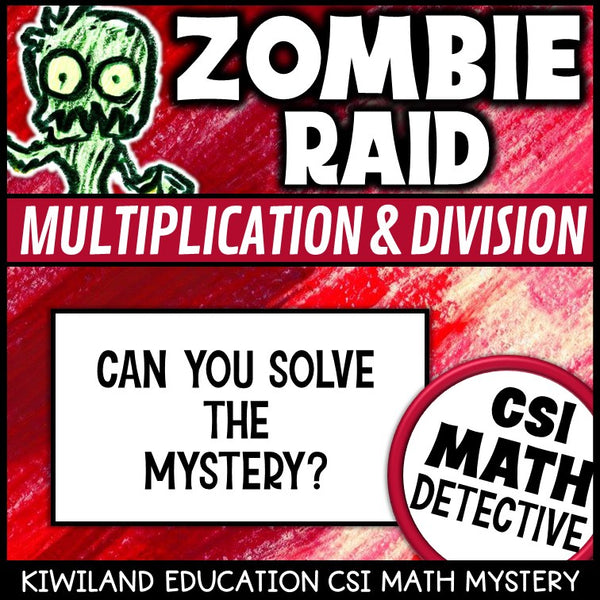No-prep Zombie Raid math mystery multiplication and division answer key