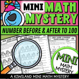 100th Day of School Math Mystery clue elimination number-after and number-before mysteries - printable morning work K-2