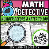 Number before and number after detective cases with answer keys
