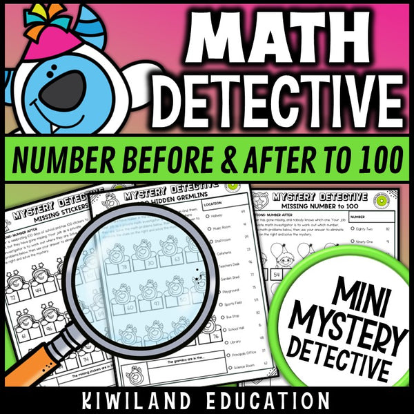 Number before and number after detective cases with answer keys