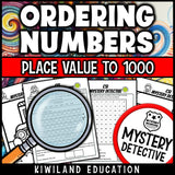 Number lines and hundreds chart CSI mystery printable worksheets