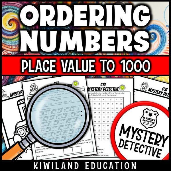 Number lines and hundreds chart CSI mystery printable worksheets
