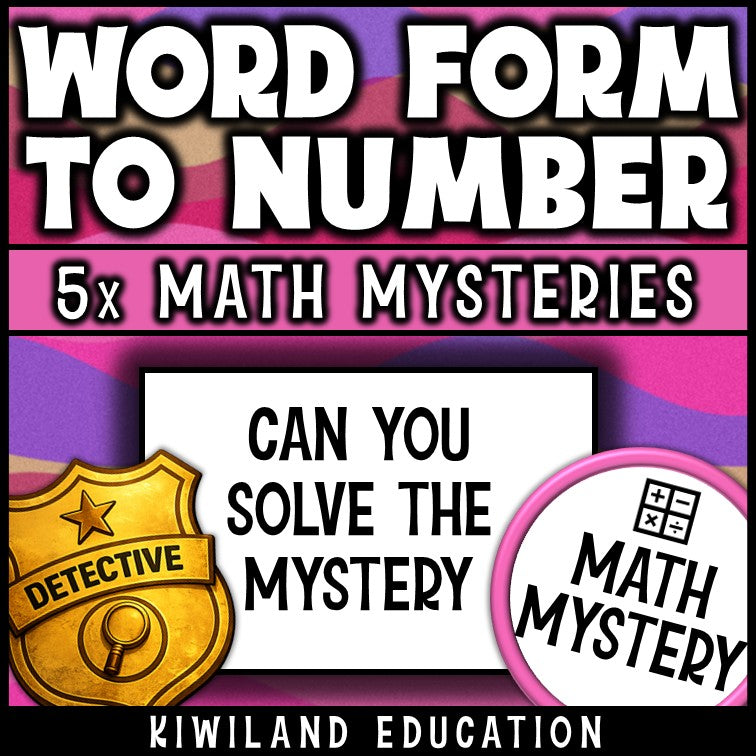 Number names to standard form mystery pack for early finishers, grades 1-3