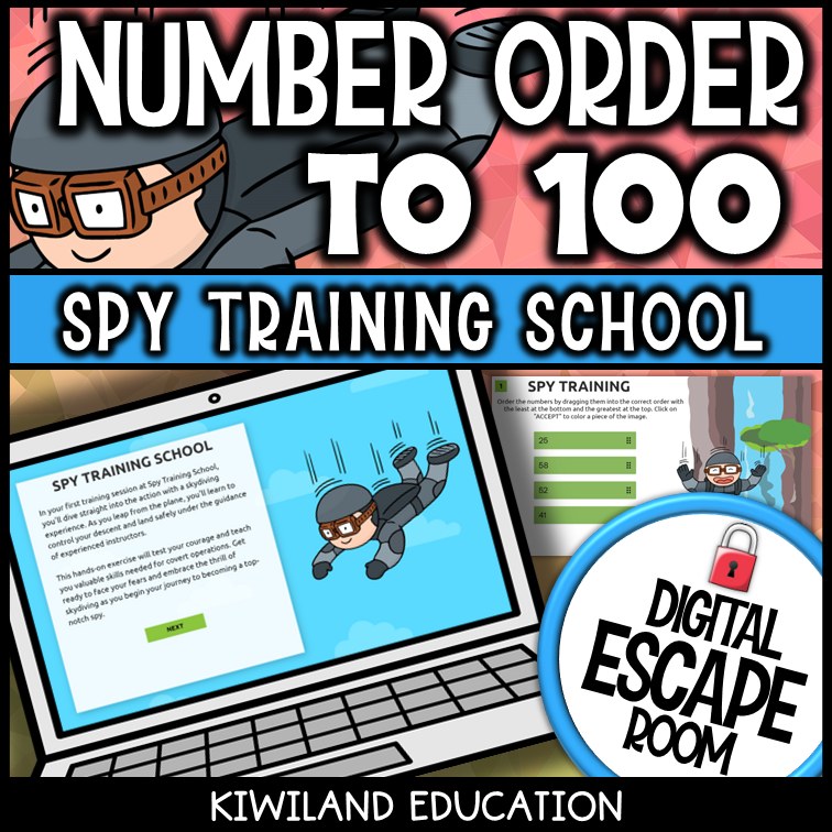 Number Order to 100 Digital Escape Room cover – Kiwiland Education