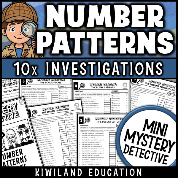 Number patterns worksheets for 4th grade math, ten no prep detective cases on pattern rules set in a code breaker spy agency