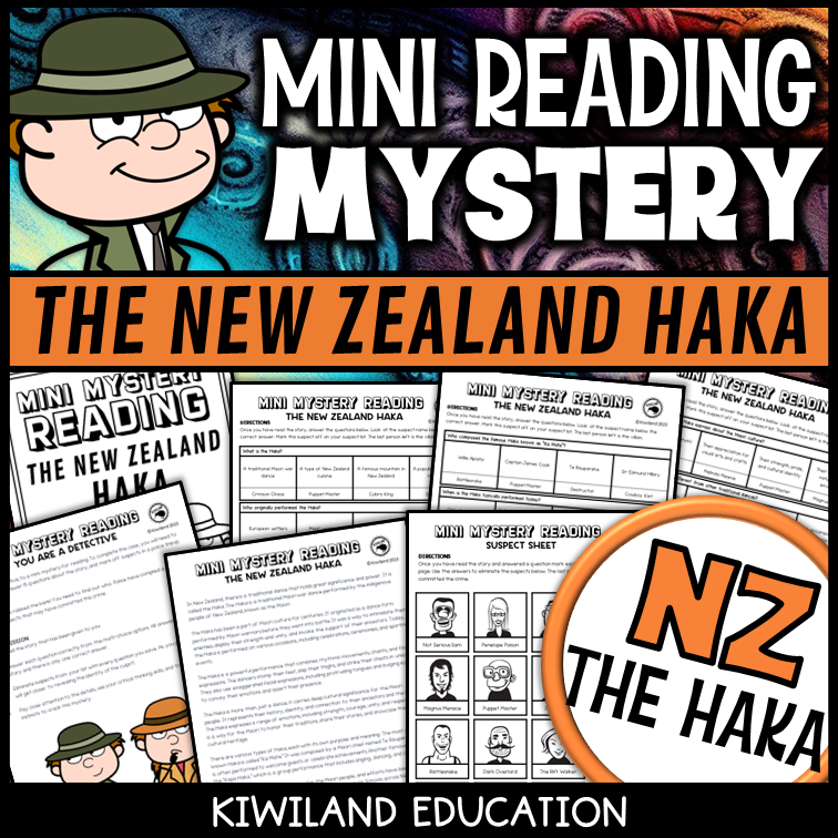New Zealand haka reading mystery comprehension activity cover for grades 3-6