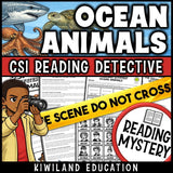 Ocean and marine animals science reading mystery cover for grades 3-6