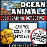 No-prep marine animals reading comprehension worksheet with answer key