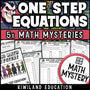 Solving one-step equations math mystery worksheets cover