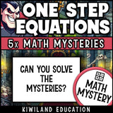 One-step equations math mystery activity preview