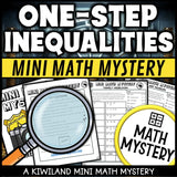 One-step inequalities math mystery worksheet sample page
