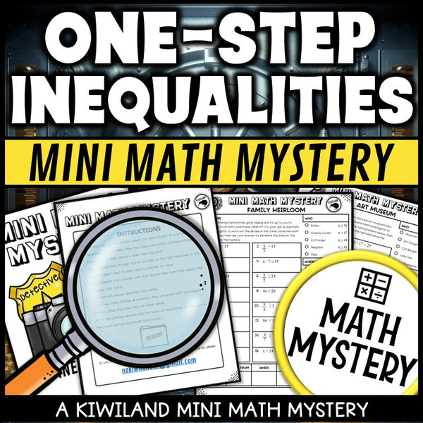 One-step inequalities math mystery worksheet sample page