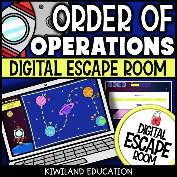 Order of Operations with Exponents Digital Escape Room cover – Kiwiland Education