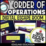 Order of operations with exponents escape room – space mission activity