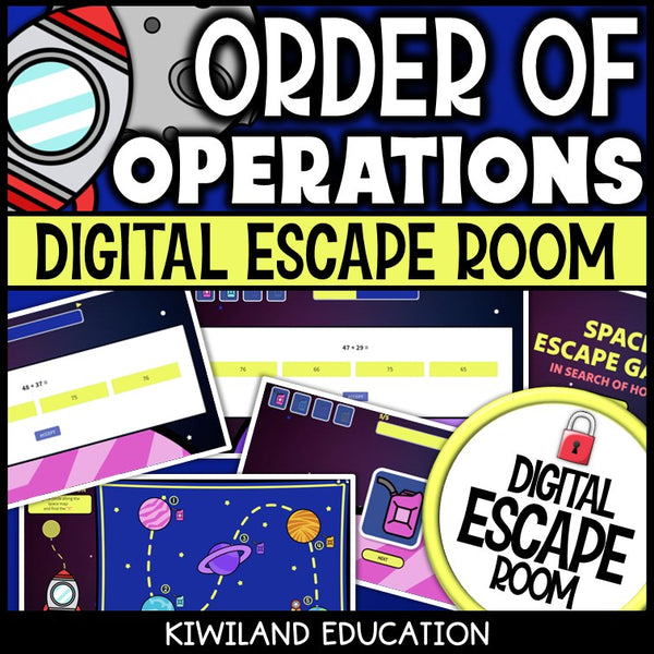 PEMDAS escape room challenge with exponents and parentheses