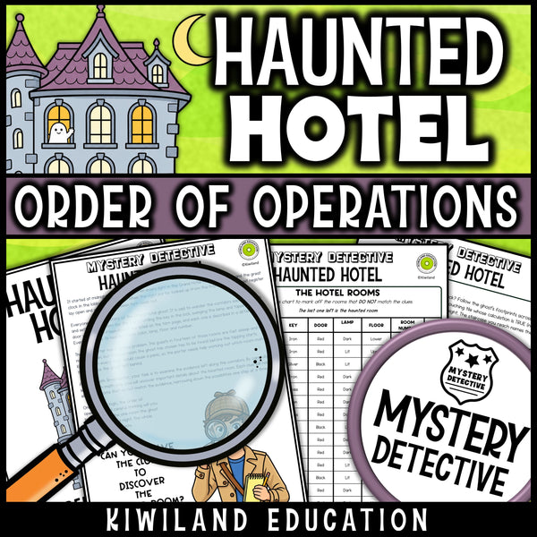Order of operations Halloween math activity detective story suspect chart grade 5