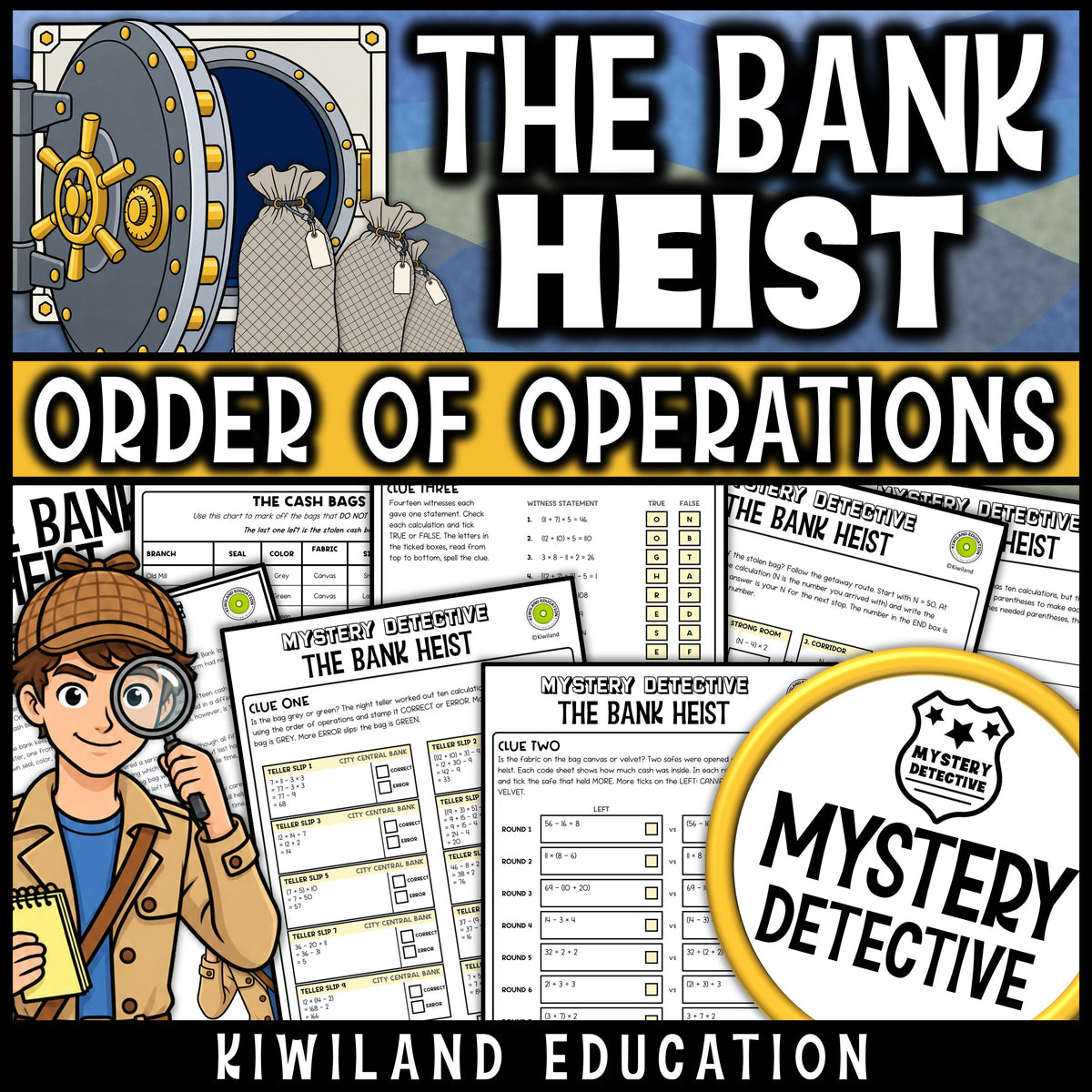 Order of operations mystery detective worksheets 5th grade no exponents