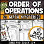 Order of operations no-exponents zombie Math Mystery worksheets, detective cover grades 5-7