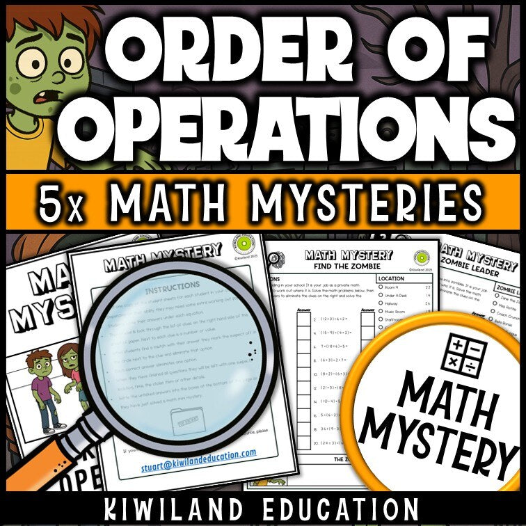 Sample order of operations worksheet, the Find the Zombie detective case