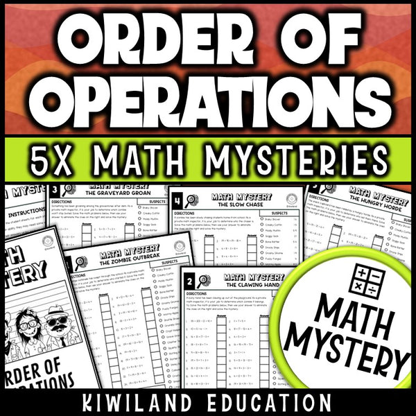 Order of operations without exponents zombie math mystery worksheets