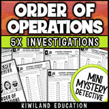 Order of operations no exponents zombie mystery detective worksheets