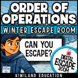 No-prep winter order of operations escape room activity