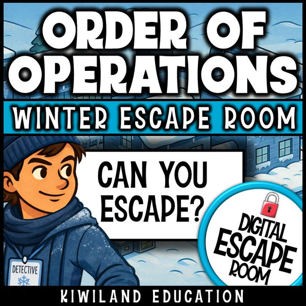 No-prep winter order of operations escape room activity