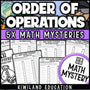 Order of Operations with Exponents PEMDAS Math Mystery worksheets cover - 5 printable detective cases