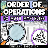 Order of operations with exponents math mystery worksheet sample pages