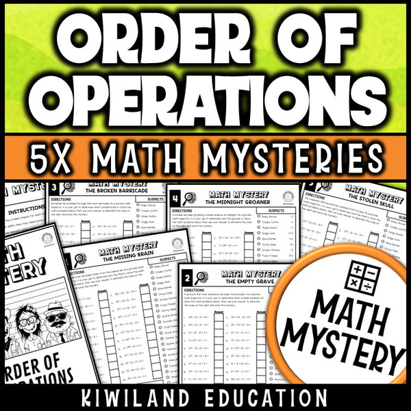 Order of operations with exponents zombie math mystery worksheets