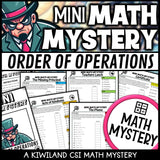 Order of operations with parentheses math mystery worksheets, detective cover grades 3-6
