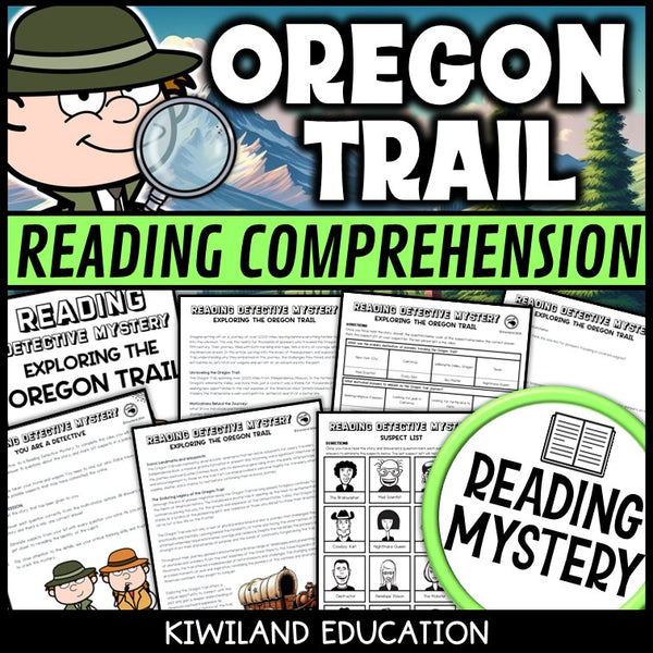 Oregon Trail reading mystery comprehension activity cover for grades 3-6